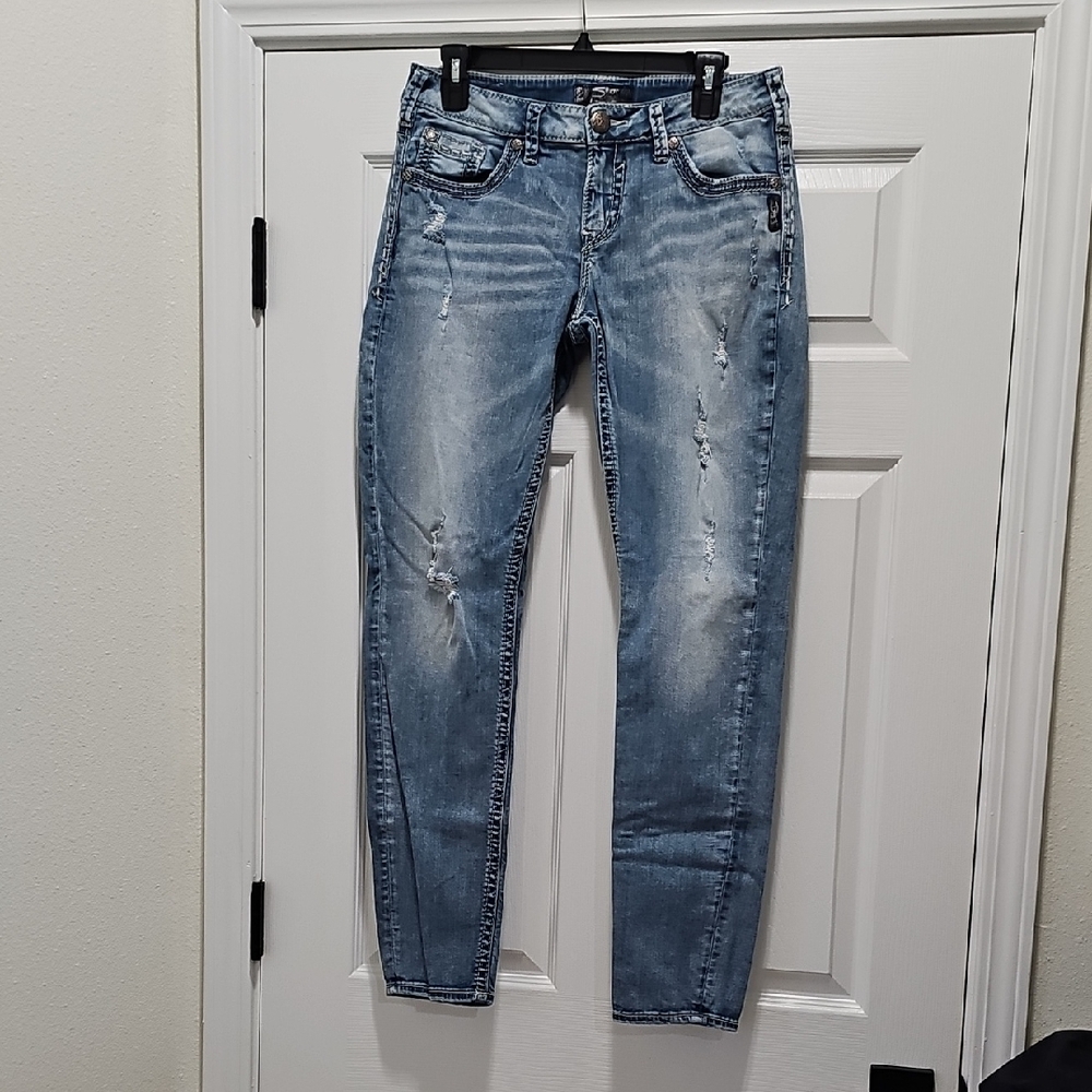 Silver Jeans Distressed Blue Denim